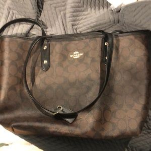 Used Black and brown coach tote